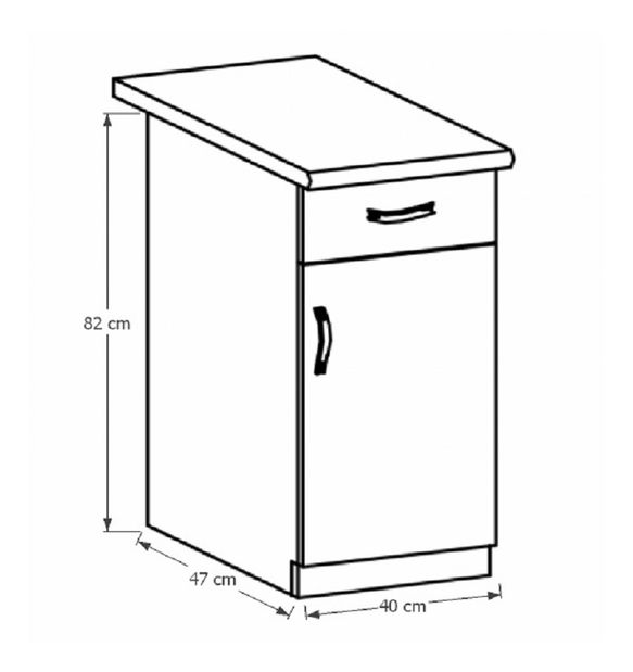 Dolní kuchyňská skříňka D40S1 Provense (bílá + sosna andersen) (P)