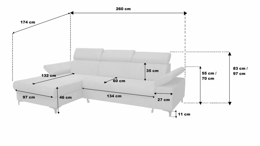 Rohová sedačka Nicholle (světle šedá) (P)