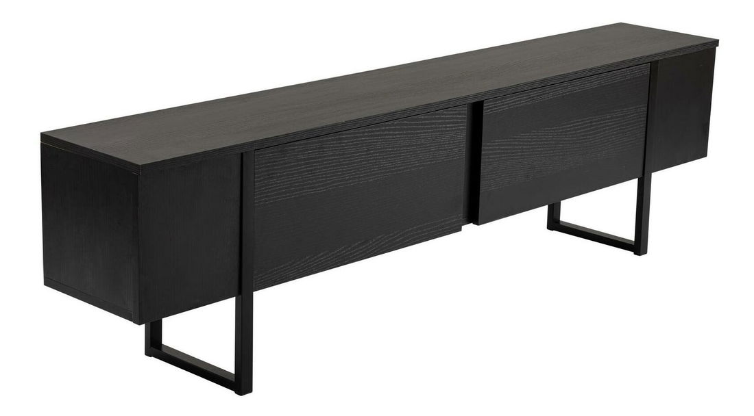 TV skříňka Seronitta (tmavé dřevo + černá)