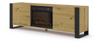 TV skříňka/stolek s krbem Montana (dub artisan + černá)