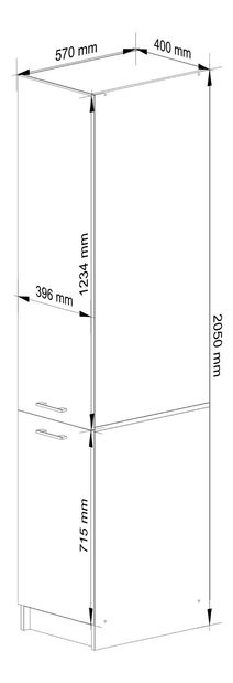 Kuchyňská skříňka na potraviny Organo S 40/205 (bílá + beton)