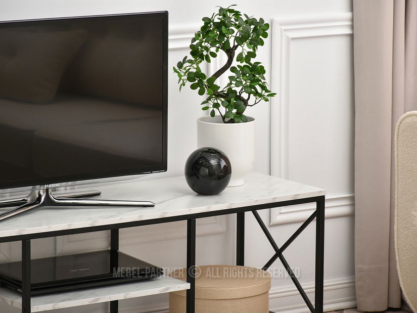 TV stolek/skříňka Jukky Stol Rtv (bílý mramor + černá)