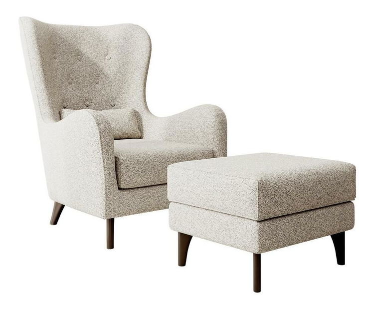 Křeslo s podnožkou Calimero II (krémová + wenge)