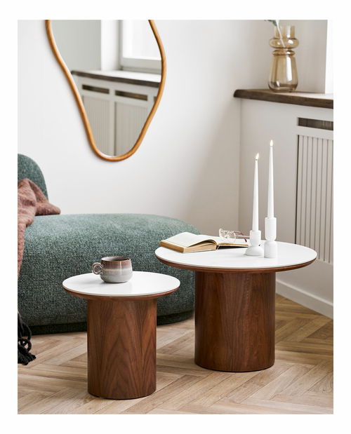 Konferenční stolek Nealina 1 (bílá + tmavě hnědá)