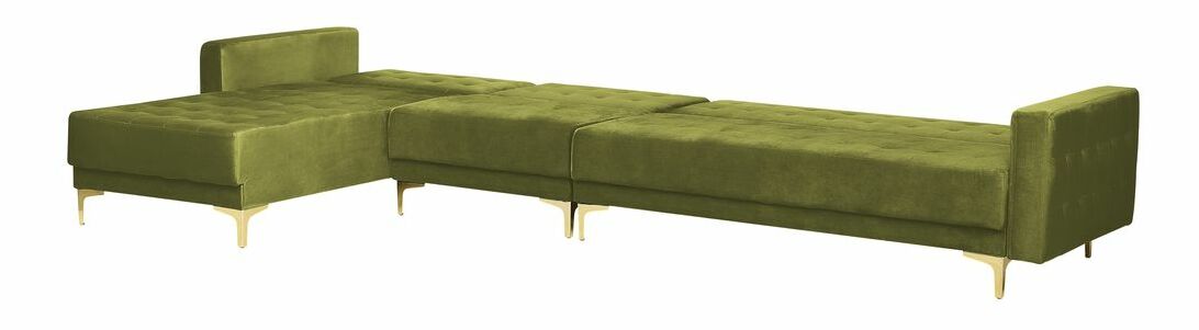 Rohová sedací souprava s taburetkou Aberde (zelená)