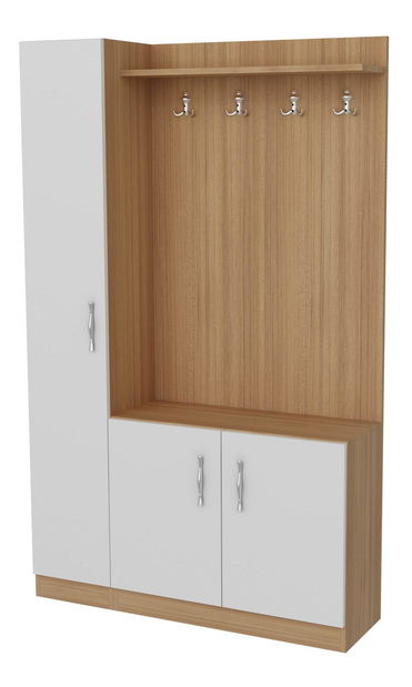 Předsíňová stěna Neturella (bílá + teak)