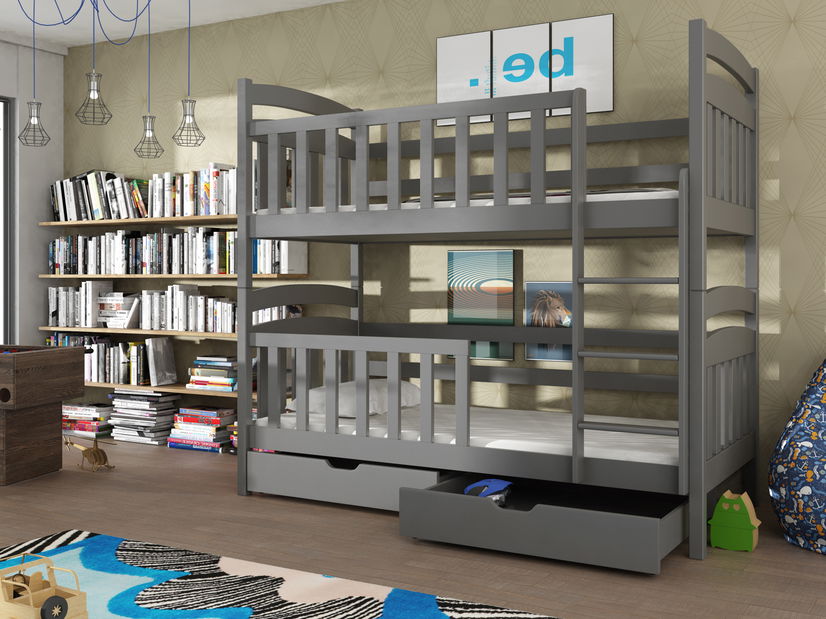 Dětská postel 80 cm Sarina (s roštem a úl. prostorem) (grafit)