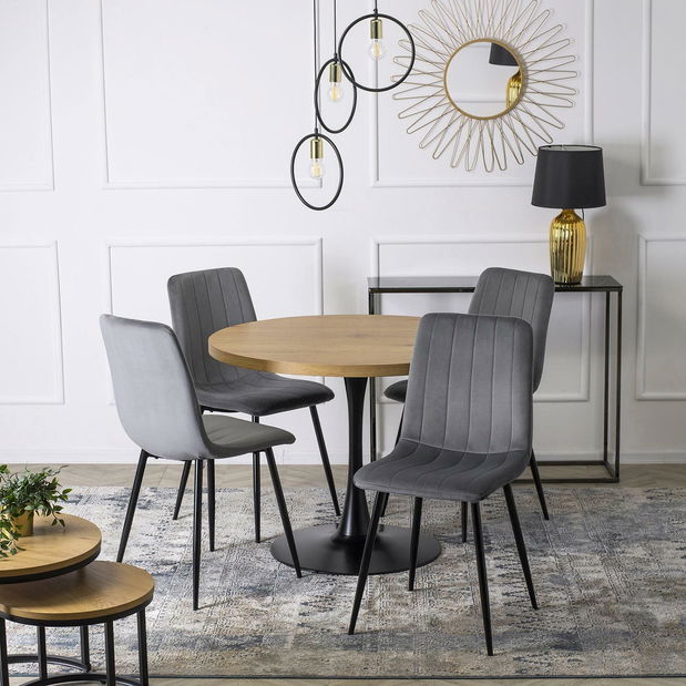 Jídelní stůl Luchan (dub zlatý + černá) (pro 4 osoby)