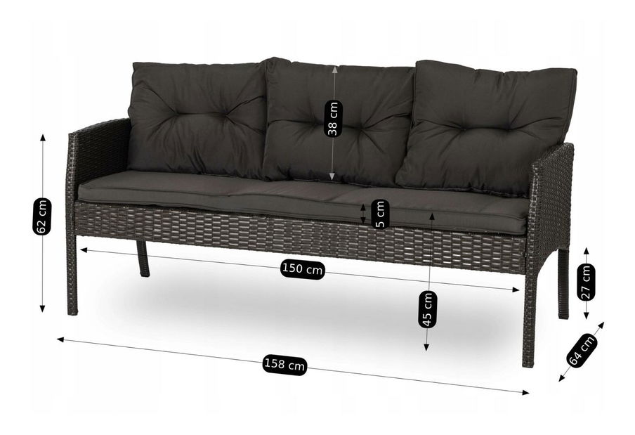 Zahradní set Adaptarlas (černá) (pro 7 osob)