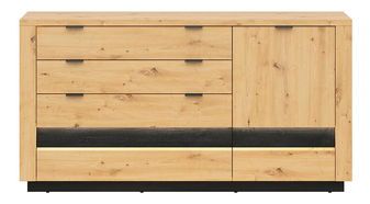 Komoda BRW Ostia KOM1D4S (dub artisan + dub černý) (s LED osvětlením)