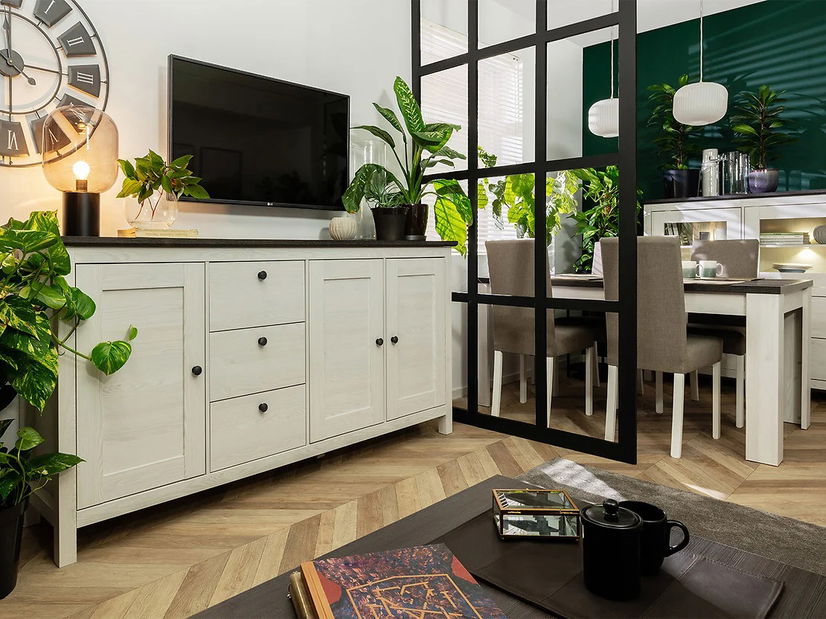 Lavice BRW Hesen LAK/5/13 (modřín sibiu světlý + černá)