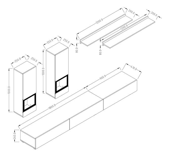 Obývací stěna Barly Typ 10 (bílá + bílý lesk)