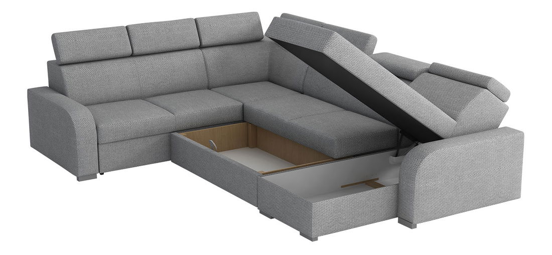 Rohová sedačka U Lyseri 2rR2pLC (tmavě šedá) (s úl. prostorem)