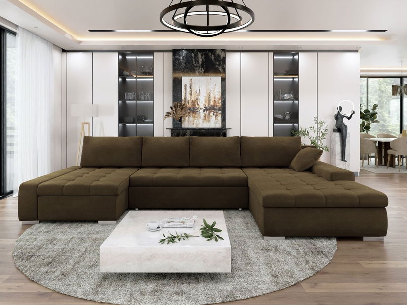 Rohová sedací souprava Carmine (tmavobéžová)