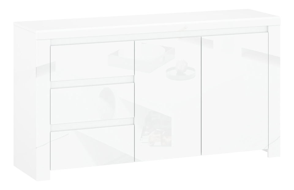 Komoda Leona 2D3S (bílá lesklá)