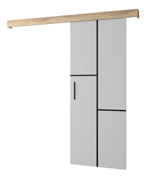Posuvné dveře 90 cm Sharlene VII (bílá matná + dub sonoma + černá)