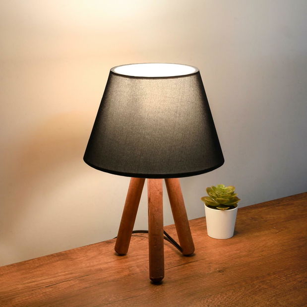 Stolní lampa Woodarella 5 (antracit + přírodní)
