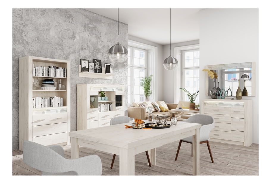 Regál Indie 05 (s LED osvětlením) (craft bílý)