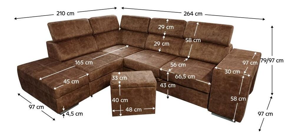 Rohová sedací souprava Maiga (hnědá) (L)