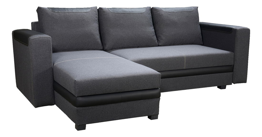 Rohová sedací souprava Bono (tmavě šedá + černá) (L)