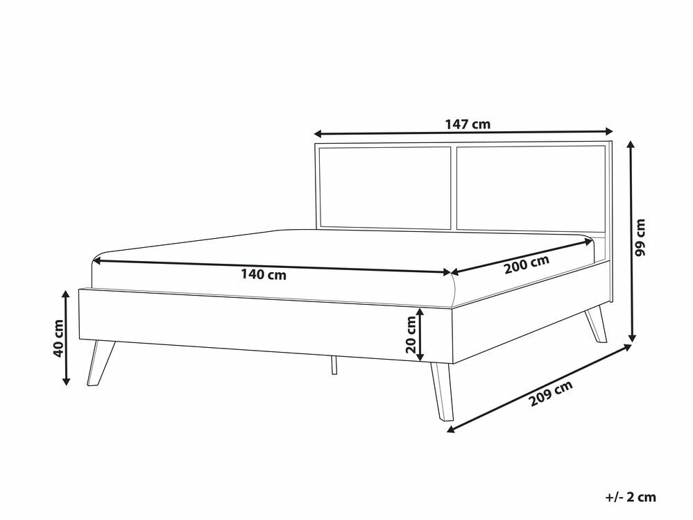 Manželská postel 140 cm Monza (černá)