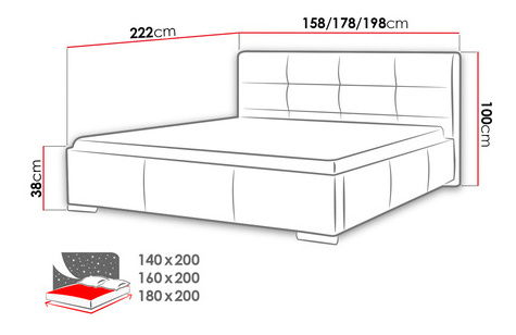 Manželská postel 160cm Lanzadora (bílá)