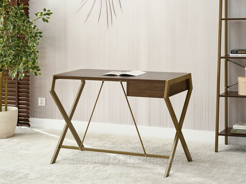 PC stolek Desiguo (ořech + zlatá)