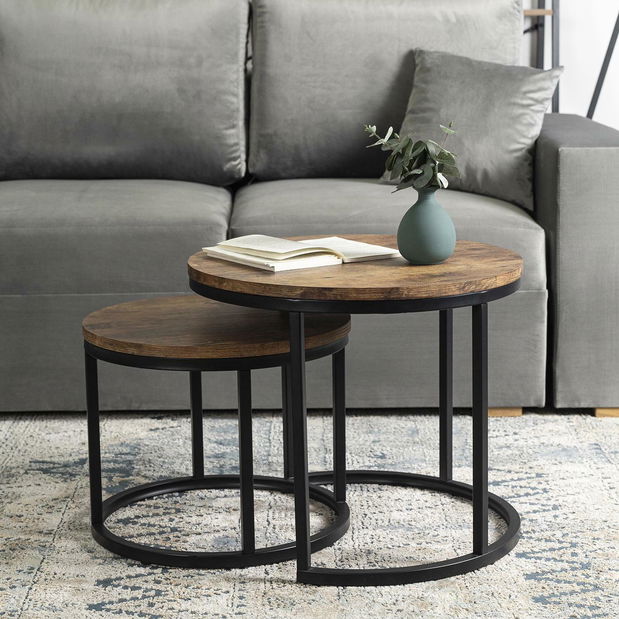 Set 2 konferenčních stolků Firmadas (dub rustikal)