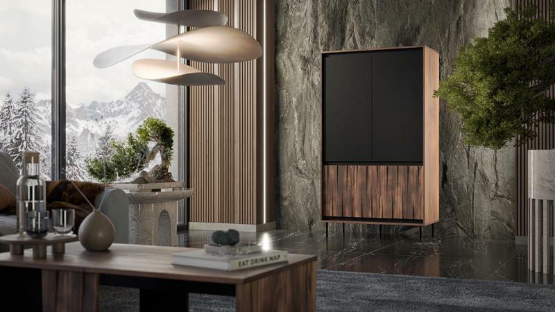 Šatní skříň Sting S1 (ořech + černá)