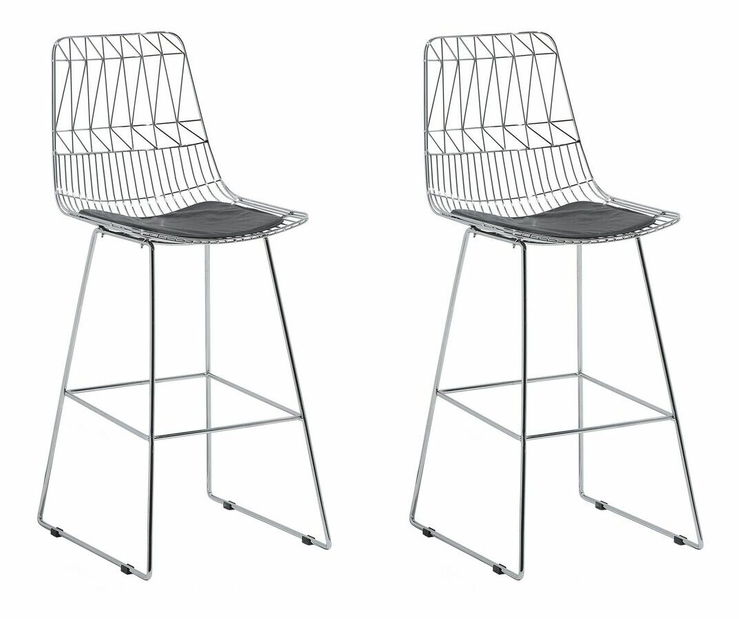 Set 2ks. barových židlí Pesto (stříbrná)