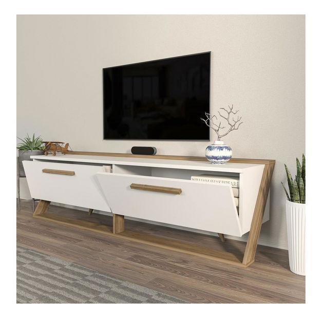 TV stolek/skříňka Astrodotti (bílá + ořech)