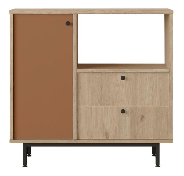 Komoda Rebutia 1 (dub + cihlová)