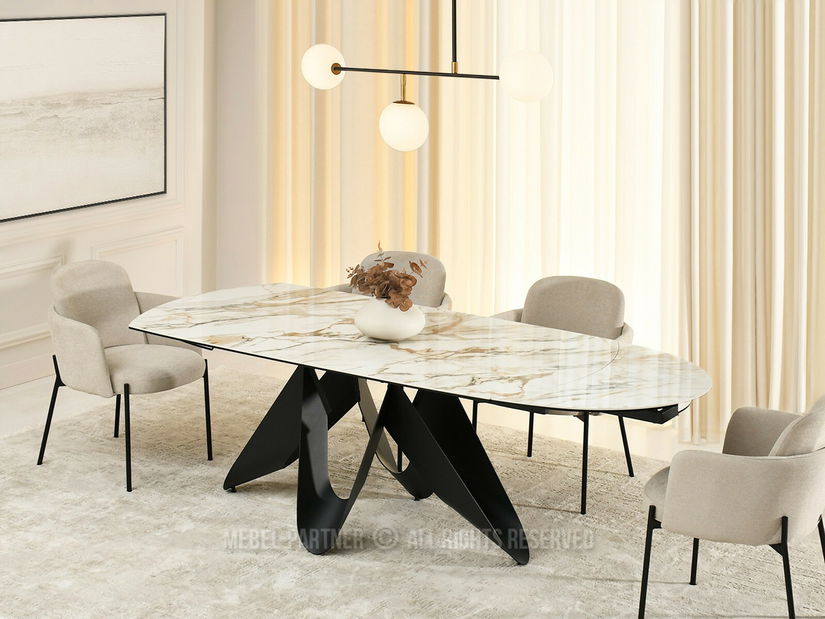Jídelní stůl Preparan (mramor + černá)