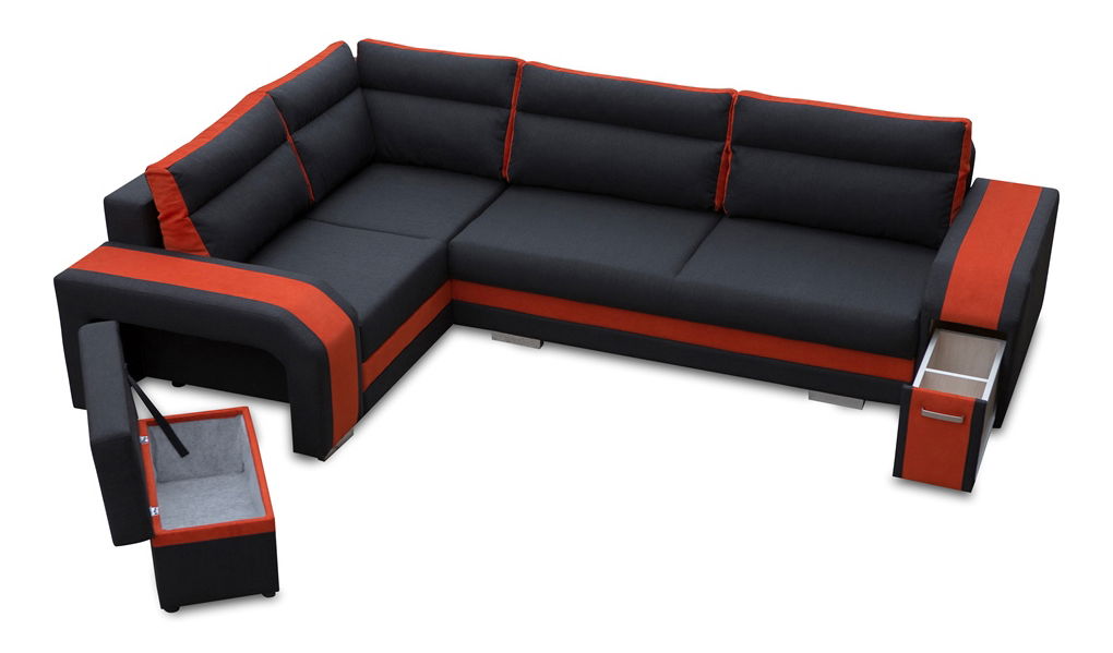 Rohová sedací souprava Asperata (hnědá + světlehnědá) (L)