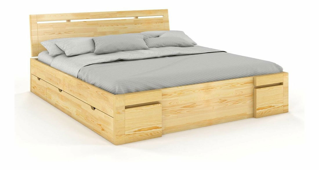 Manželská postel 180 cm Naturlig Bokeskogen High Drawers (borovice)