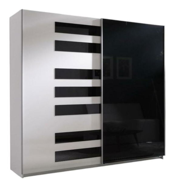 Šatní skříň s posuvnými dveřmi Twistral 5 (bílá + lesk černý)