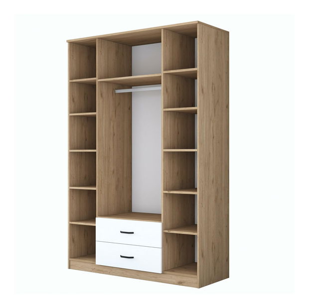 Šatní skříň Bafaretta 31 (se zrcadlem) (ořech + bílá)