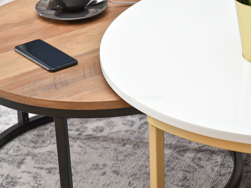 Konferenční stolek Kolja Zest Xl (bílá + zlatá + černá)