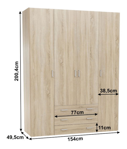 Šatní skříň Got 70429 4D (dub sonoma)