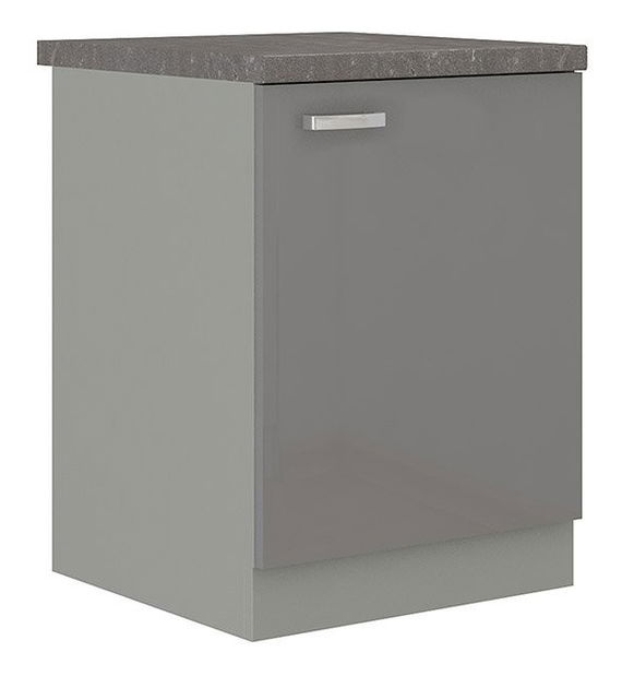 Dolní kuchyňská skříňka Milo 60 D 1F BB (šedá + šedý lesk)