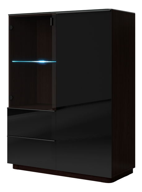 Vitrína Toft Typ 44 (wenge + černé sklo)