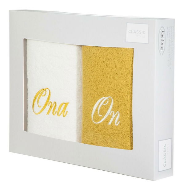 Sada ručníků 50x90 cm Couple (bílá + hořčicová)