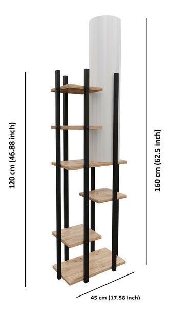 Stojanová lampa s policemi Vultarella 1 (černá + bílá + přírodní)