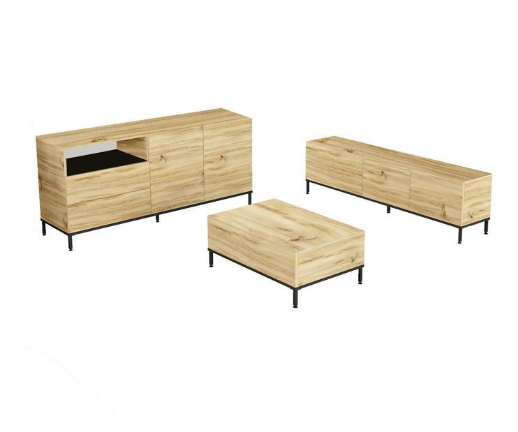 Souprava nábytku do obývacího pokoje Levoretta 36 (dub + černá)