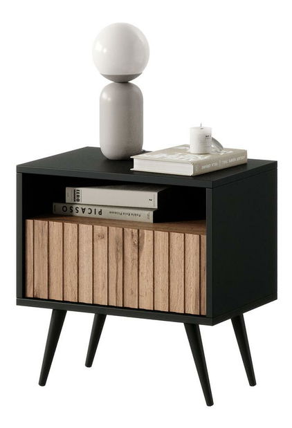 Noční stolek Biel B3 (černá + dub wotan)