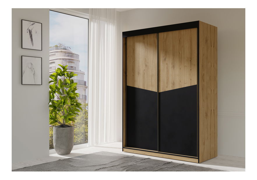 Šatní skříň Avain 150 (dub + černá)