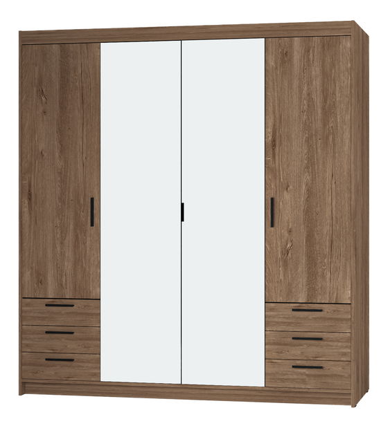Šatní skříň se zrcadlem Elanor VI (dub lefkas)