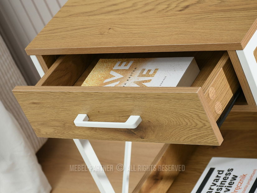 Noční stolek Torry (dub + bílá)