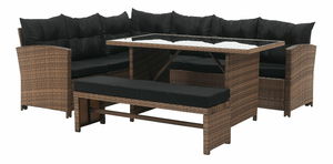 Zahradní ratanový set MADAL (světlohnědá + černá) (pro 4-6 osob)