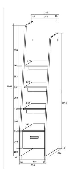 Rohová patrová postel Alina (P) Sonoma + bílá (s roštem)